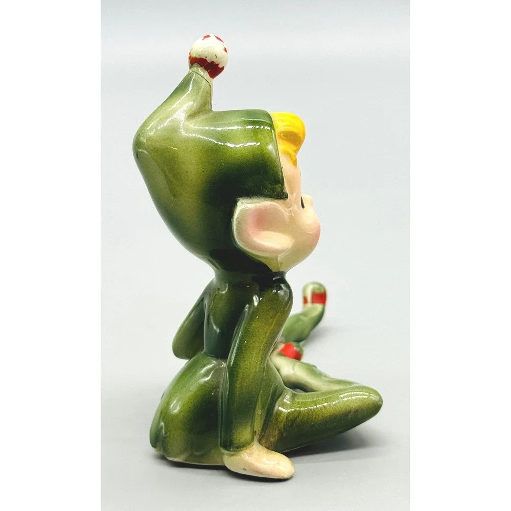 Tumbling Pixie Elf Figurine Sitting Japan Vintage 1950s Christmas Decor Ceramic